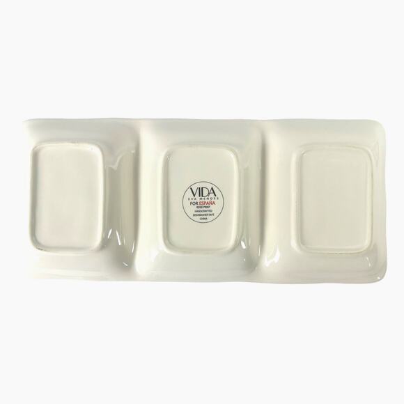 Eva Mendes VIDA Rose Print for ESPANA 15 " x 6.75" Divided Relish Plate-Mint! - Picture 5 of 6